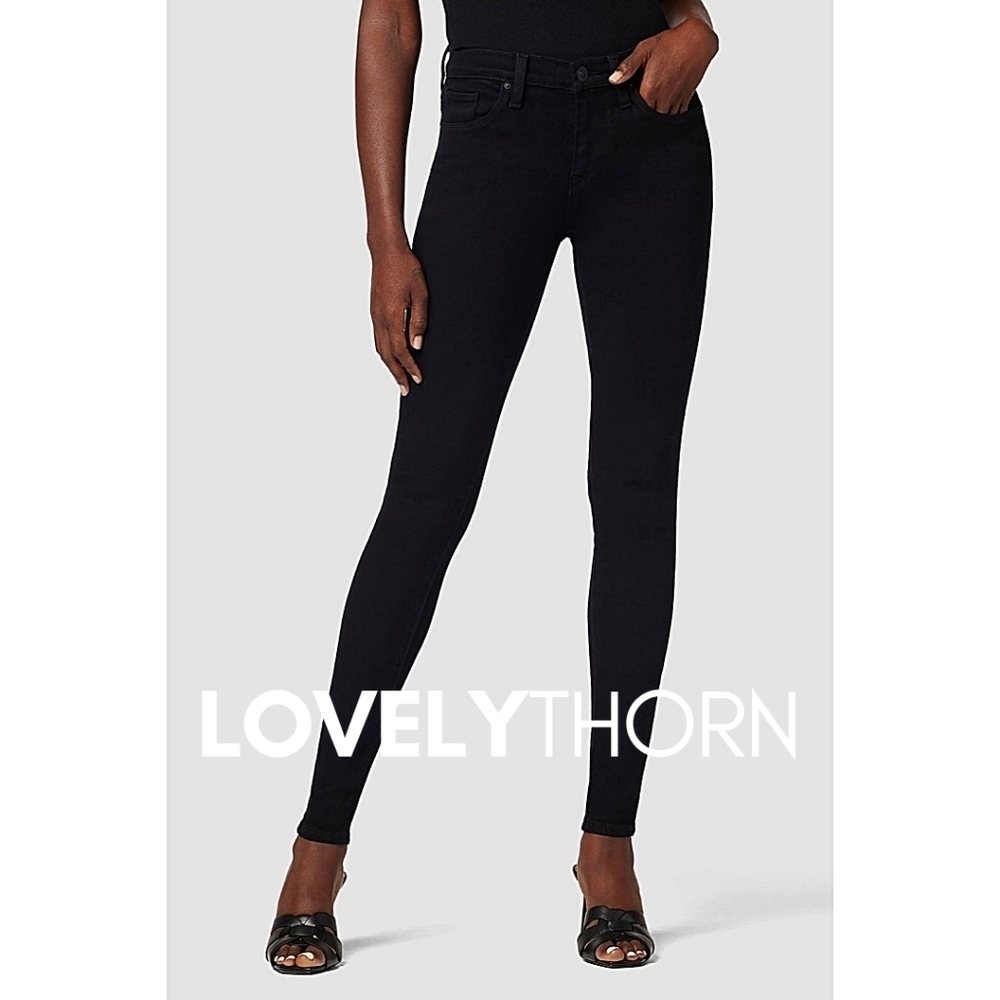 HUDSON // nico mid-rise super skinny super stretch denim jeans in black